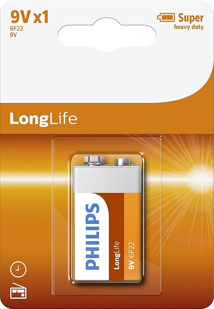 Single Philips Long Life Battery 9V Pack of 1 Heavy Duty sold on amazon