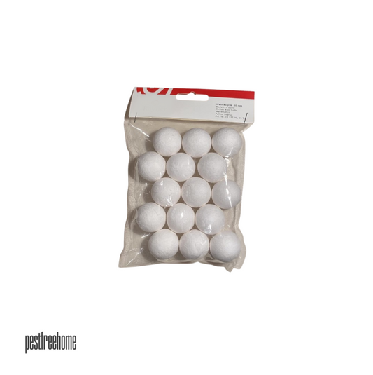 Soft and absorbent 30mm cotton wool balls (pack of 15), ideal for personal care, crafts, and DIY pest repellent solutions.