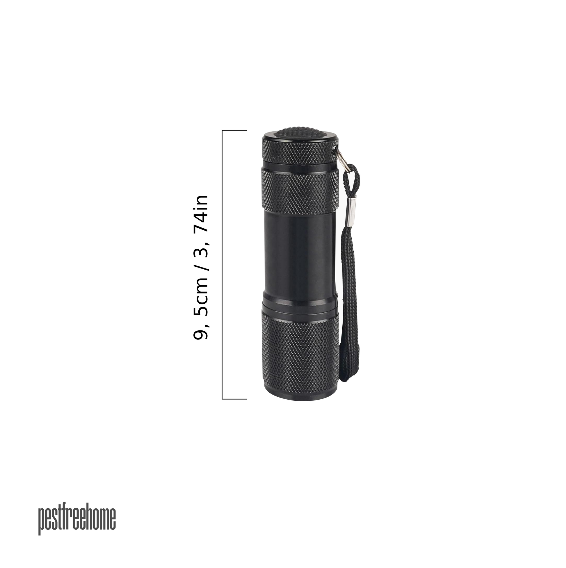 Compact UV Black Light Flashlight – 9.5cm / 3.74in Portable Ultraviolet Torch
This pocket-sized UV flashlight measures 9.5 cm (3.74 inches) in length, making it lightweight and easy to carry. Featuring a high-powered ultraviolet LED light, it is ideal for detecting rodent tracking dust, pet stains, counterfeit money, and fluorescence testing. Designed with a durable, non-slip grip and a convenient wrist strap for secure handling.