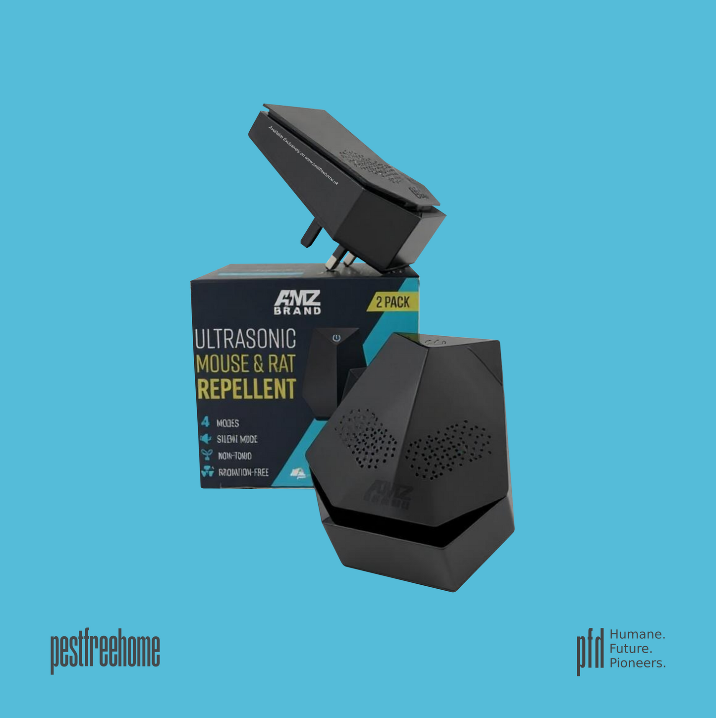 AMZ BRAND | Premium Ultrasonic Repellent for Rats and Mice - 2 pcs / 4 Modes